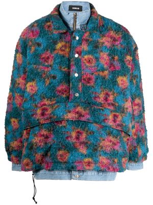 EGONlab. floral-print high-neck bomber jacket - Blue