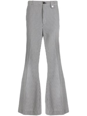 EGONlab. houndstooth flared cotton trousers - White