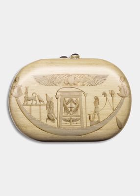 Egypt Marquetry Clutch with Moonstone and 18K Gold Clasp