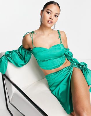 Ei8th Hour corset satin top in green - part of a set