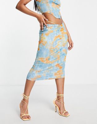Ei8th Hour strappy midi skirt in blue and orange print - part of a set-Multi