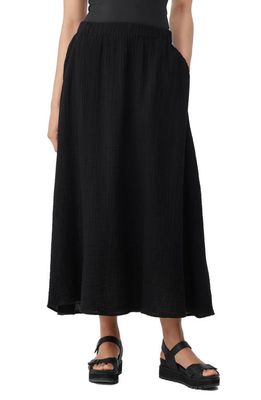 Eileen Fisher A-Line Organic Cotton Gauze Skirt in Black