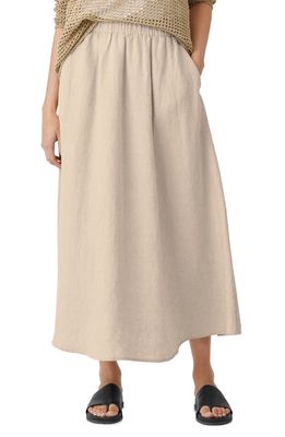 Eileen Fisher A-Line Organic Linen Midi Skirt in Undyed Natural