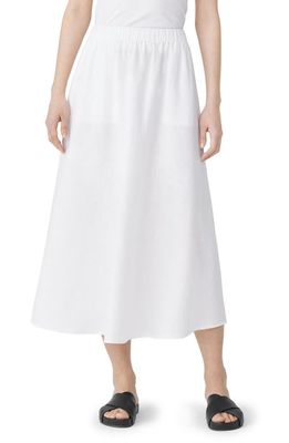 Eileen Fisher A-Line Organic Linen Midi Skirt in White