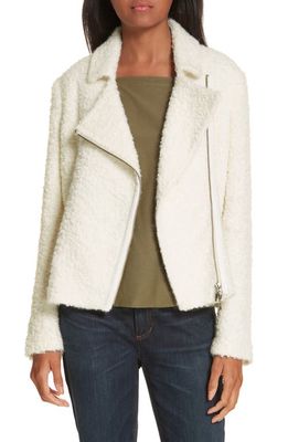 Eileen Fisher Alpaca Wool Blend Bouclé Moto Jacket in Soft White