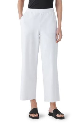 Eileen Fisher Ankle Organic Cotton Blend Ponte Wide Leg Pants in White