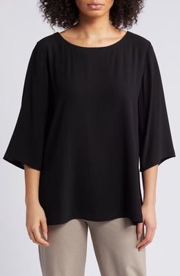 Eileen Fisher Ballet Neck Silk Top in Black