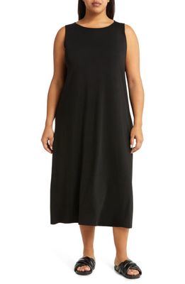 Eileen Fisher Bateau Neck Jersey Dress in Black