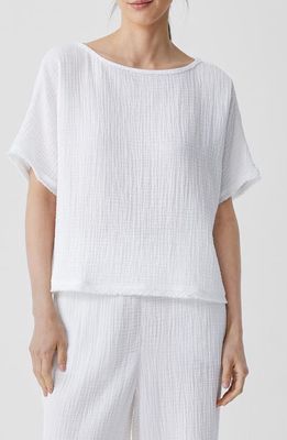 Eileen Fisher Bateau Neck Organic Cotton Top in White