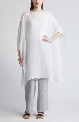 Eileen Fisher Bateau Neck Organic Linen Caftan in White