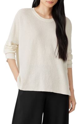 Eileen Fisher Boxy Long Sleeve Linen Blend Top in Ivory