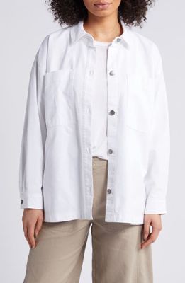 Eileen Fisher Boxy Stretch Organic Cotton & Hemp Shirt Jacket in White at Nordstrom, Size Small P