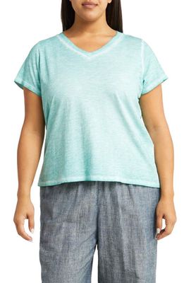 Eileen Fisher Boxy V-Neck Organic Cotton T-Shirt in Capri