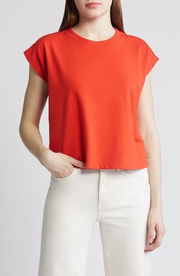 Eileen Fisher Cap Sleeve Crop T-Shirt in Flame