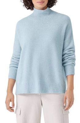 Eileen Fisher Cashmere Blend Bouclé Turtleneck Sweater in Frost