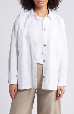 Eileen Fisher Classic Boxy Long Sleeve Button-Up Shirt in White