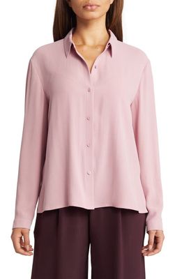 Eileen Fisher Classic Collar Easy Silk Button-Up Shirt in Magnolia