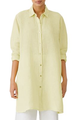 Eileen Fisher Classic Collar Longline Organic Cotton Shirt in Citrus