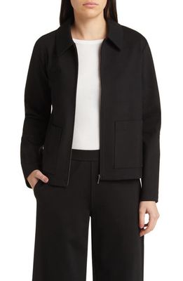 Eileen Fisher Classic Point Collar Zip-Up Ponte Jacket in Black