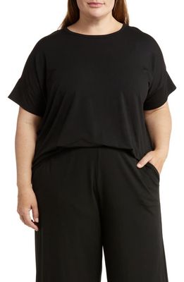 Eileen Fisher Crewneck Boxy Jersey T-Shirt in Black