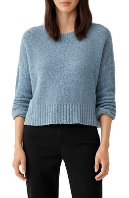 Eileen Fisher Crewneck Boxy Organic Cotton Blend Sweater in Blue Steel