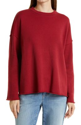 Eileen Fisher Crewneck Boxy Organic Cotton Sweatshirt in Tea Rose