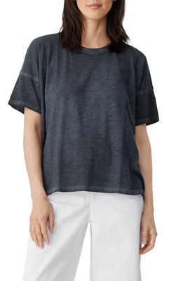 Eileen Fisher Crewneck Boxy Organic Cotton T-Shirt in Nocturne