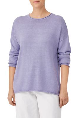 Eileen Fisher Crewneck Boxy Pullover Sweater in Plume