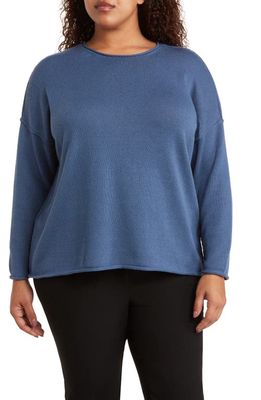 Eileen Fisher Crewneck Boxy Pullover Sweater in Twilight