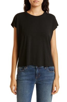 Eileen Fisher Crewneck Boxy Stretch Jersey T-Shirt in Black at Nordstrom, Size Large