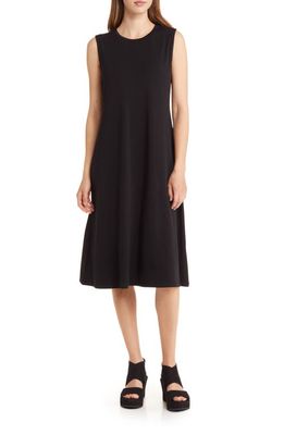 Eileen Fisher Crewneck Jersey A-Line Dress in Black