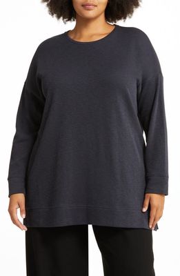 Eileen Fisher Crewneck Organic Cotton Tunic Top in Nocturne