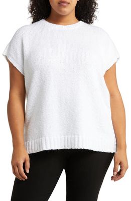 Eileen Fisher Crewneck Short Sleeve Organic Cotton Sweater in White