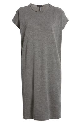 Eileen Fisher Crewneck Wool T-Shirt Dress in Ash
