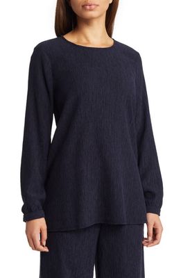 Eileen Fisher Crinkle Long Sleeve Top in Nocturne