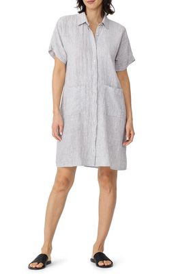 Eileen Fisher Crinkled Organic Linen Shirtdress in White