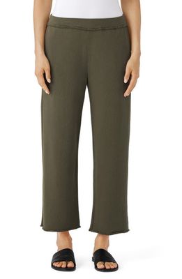 Eileen Fisher Crop Straight Leg Organic Cotton Pants in Olive