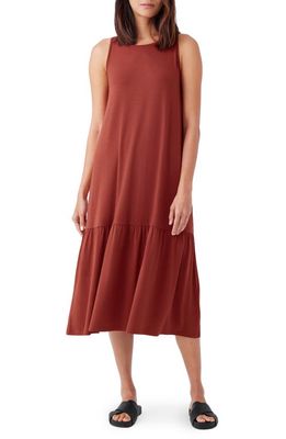 Eileen Fisher Cut In Sleeveless Tiered Jersey Dress in Picante