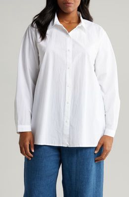 Eileen Fisher Easy Organic Cotton Button-Up Shirt in White