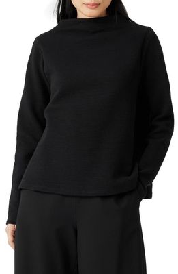 Eileen Fisher Funnel Neck Pullover in Black