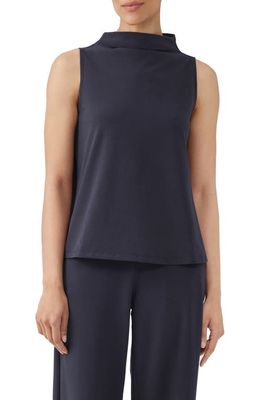 Eileen Fisher Funnel Neck Stretch Organic Cotton Tank Top in Nocturne