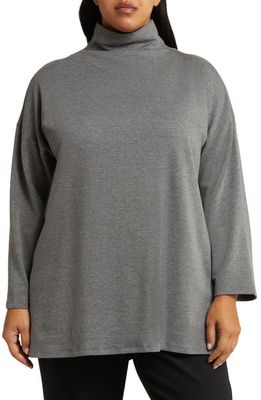 Eileen Fisher HIGH FUNNEL NECK TUNIC in Ash