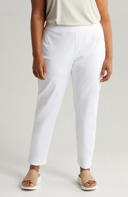 Eileen Fisher High Waist Ankle Slim Pants in White