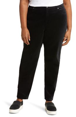 Eileen Fisher High Waist Slim Straight Leg Velveteen Jeans in Black