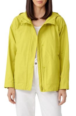 Eileen Fisher Hooded Cotton Blend Jacket in Citron