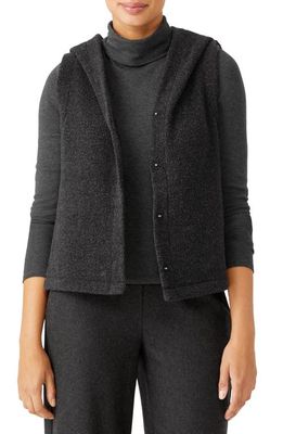 Eileen Fisher Hooded Wool Blend Vest in Charcoal