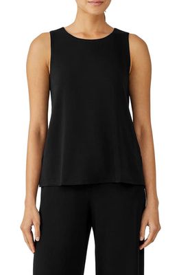 Eileen Fisher Jewel Neck Jersey Tank in Black