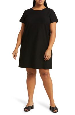 Eileen Fisher Jewel Neck Shift Dress in Black
