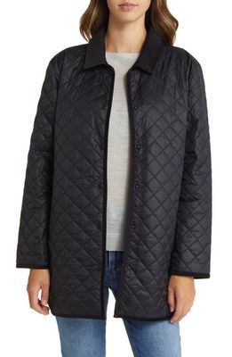 Eileen Fisher LONG QUILTED COAT in Black
