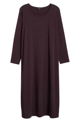 Eileen Fisher Long Sleeve Jersey Midi Dress in Cassis